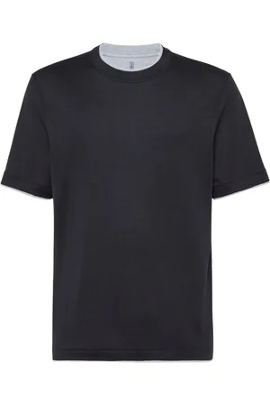Brunello Cucinelli T-shirt i jersey med kontrastkant