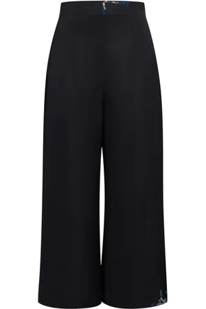 Marni Cropped bukser med brede ben og dekorative syninger