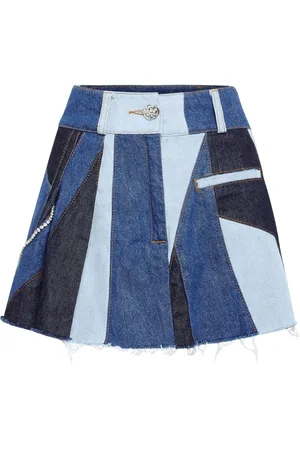 Philipp Plein Kort denimnederdel med patchwork