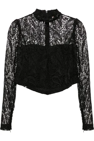 Twin-Set Cropped bluse i macramé med blonde