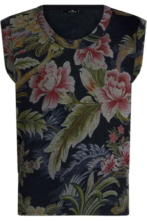 Etro Vest med rund hals og blomstret tryk