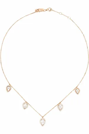 DJULA Choker-halskæde i 18 karat rødguld med fem pæreformede diamanter