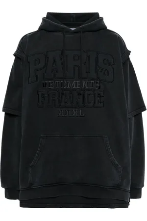 Vetements Paris logo-embroidered hoodie