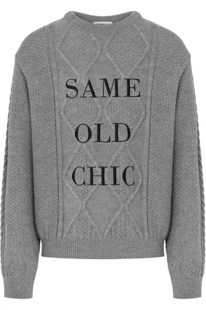 Moschino Uldtrøje med broderet slogan