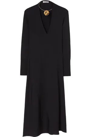 Jil Sander Mellemlang strikket kjole med udsmykket halsudskæring