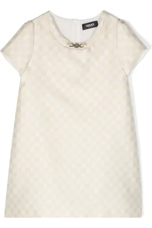 VERSACE Skakternet shift-kjole i satin