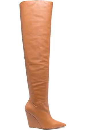 Stuart Weitzman 115 mm læderstøvler med spids snude