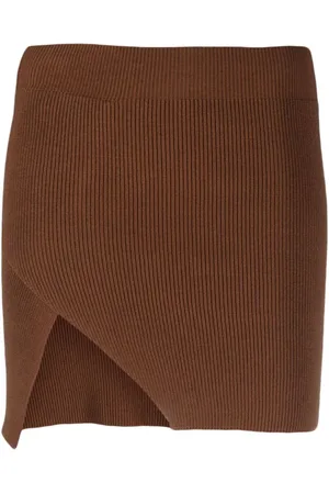 LANEUS Asymmetrisk ribstrikket mini-nederdel