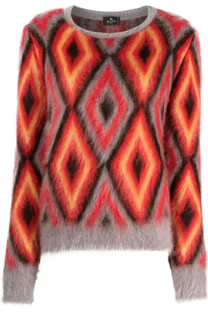 Etro Intarsia-strikket trøje med rund hals