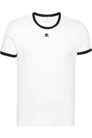 Courrèges T-shirt i kontrastfarvet bomuld