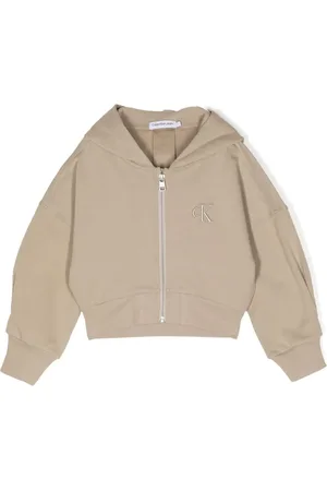 Calvin Klein Hættetrøje med broderet logo og lynlås