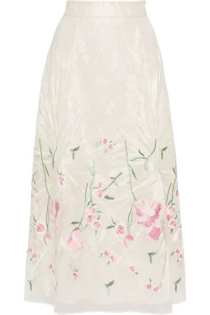Elie saab Blomsterbroderet nederdel med tyl