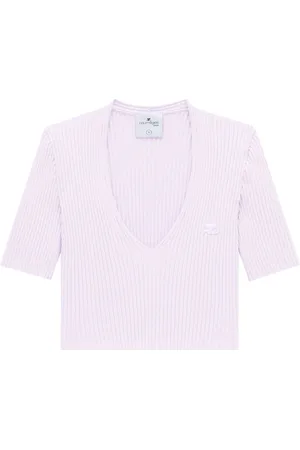 Courrèges Ribstrikket top med V-hals