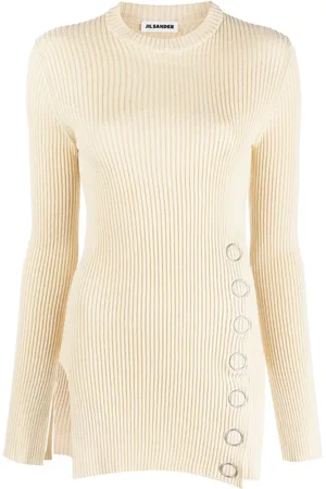 Jil Sander Ribbet top med trykknapper