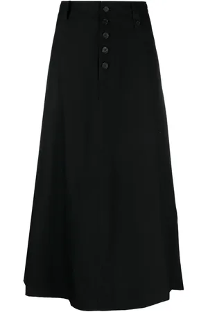 YOHJI YAMAMOTO Højtaljet mellemlang nederdel med A-snit