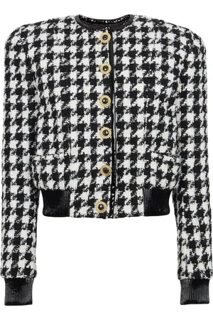 Balmain Jakke i tweed med houndstoothmønster og seks knapper