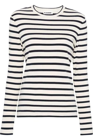 Jil Sander Stribet T-shirt med lange ærmer