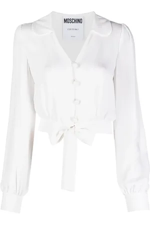 Moschino Bluse i silke med cropped ærmer