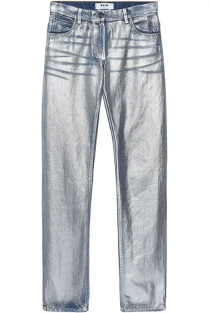 Msgm Jeans med lige ben og metallisk finish
