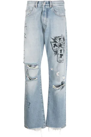 ARIES Jeans med slitageeffekt og brede ben
