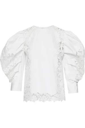 Oscar de la Renta Gardenia guipure-bluse med pufærmer