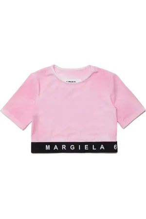 Maison Margiela T-shirt med logotryk og slitageeffekt