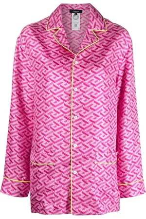 VERSACE Pyjamastop i silke med monogram