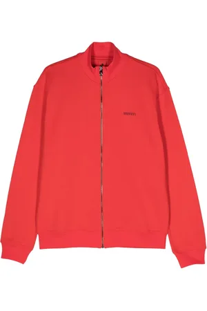 FERRARI Sweatshirt med gummi-logo og lynlås