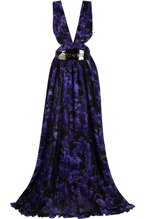 Philipp Plein Maxi-kjole i chiffon med blomstertryk