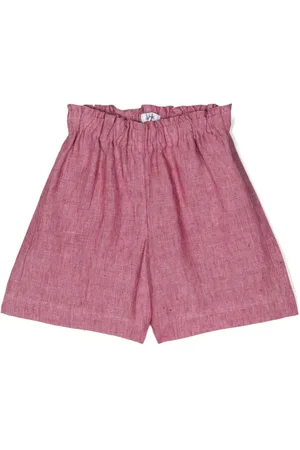 Il gufo Shorts i hør med elastiklinning