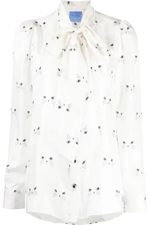 Macgraw Bluse i silke-satin med kattetryk