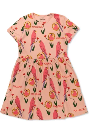 Mini Rodini T-shirt-kjole med papegøjetryk