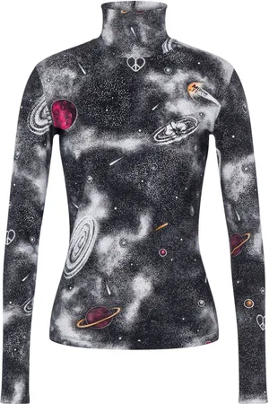 Moschino Top med rullekrave og blomstertryk