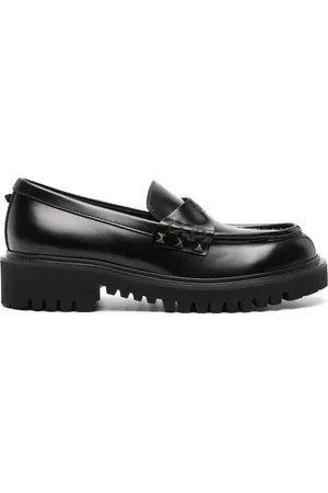 VALENTINO GARAVANI Rockstud-udsmykkede loafers i læder