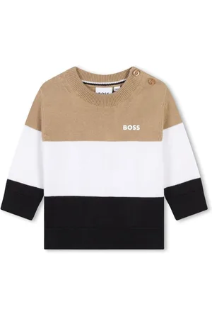 HUGO BOSS Trøje med broderet logo og colourblocking