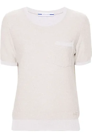Jacob Cohen T-shirt i bouclé med logobroderi