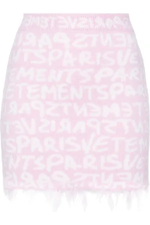 Vetements Kort nederdel i merinould med monogram-jacquard