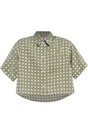 Kenzo Cropped Weave skjorte med geometrisk tryk