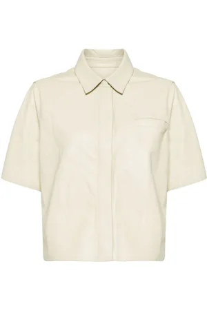 YVES SALOMON Cropped læderskjorte