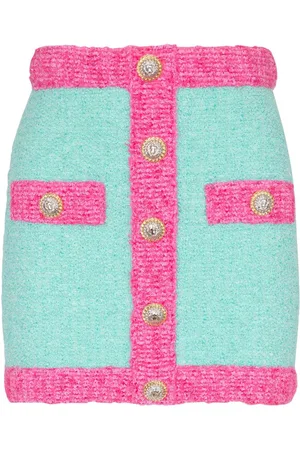 Balmain Kort nederdel i bouclé med knapudsmykning