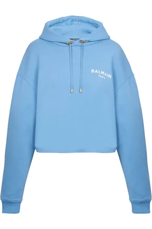 Balmain Cropped hættetrøje med logo i flock-tekstur
