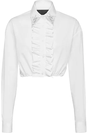 Philipp Plein Cropped skjorte med flæser
