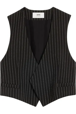 Ami Vest i crepe med nålestriber