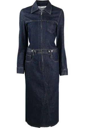 Low Classic Langærmet mellemlang denimkjole