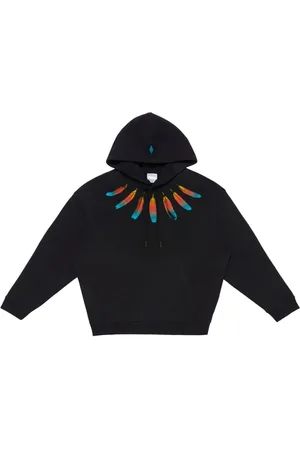 MARCELO BURLON Langærmet hættetrøje med fjerkrave
