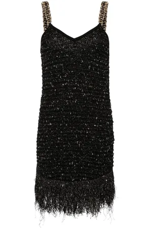 Balmain Kort kjole med frynser