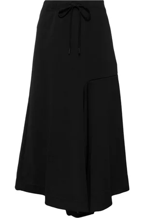 YOHJI YAMAMOTO Asymmetrisk mellemlang nederdel med snoretræk
