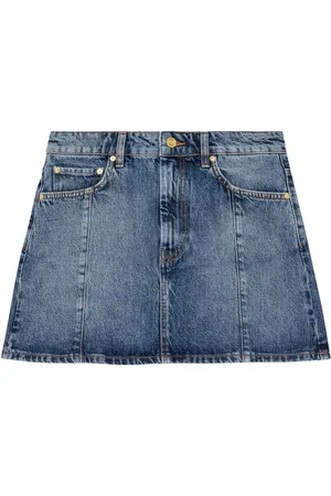 Ganni Kort denimnederdel med rhinstenslogo