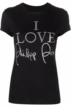 Philipp Plein Kortærmet T-shirt med krystaludsmykning