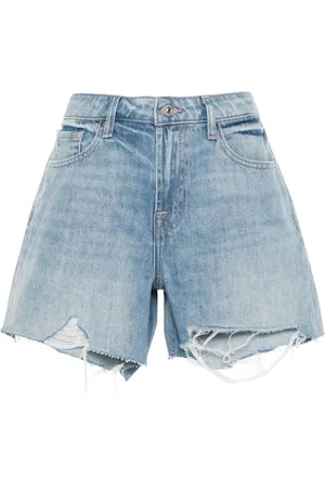 7 for all Mankind Denimshorts med slitageeffekt